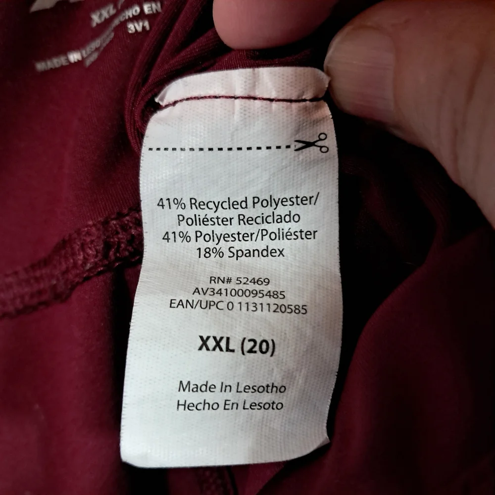 AVIA XXL Burgundy Athletic Leggings | Waist 34" | Double‎ Pockets | Compression - Picture 8 of 9